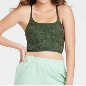 Colsie Green Fitted Crop Tank Top